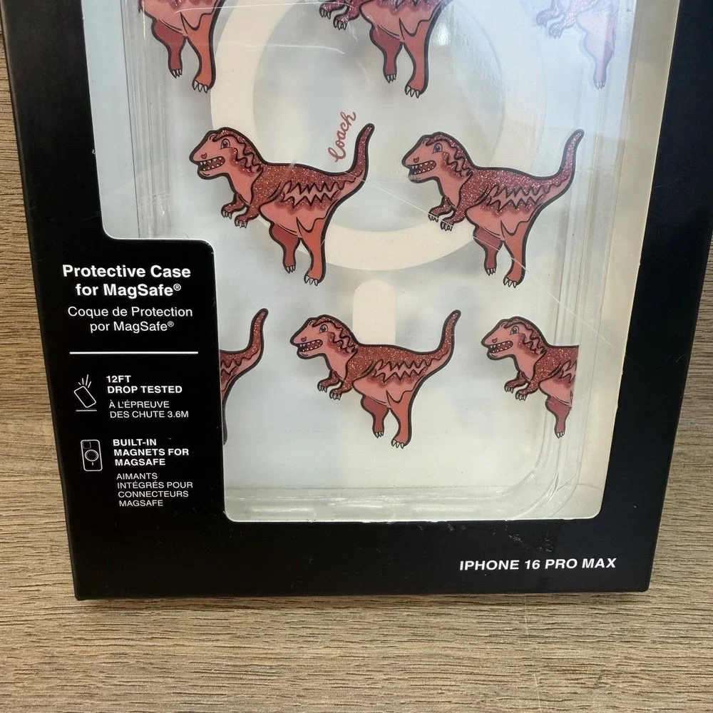 Coach Rexy Glitter Red Dinosaur iPhone 16 Pro Max Protective MagSafe Phone Case